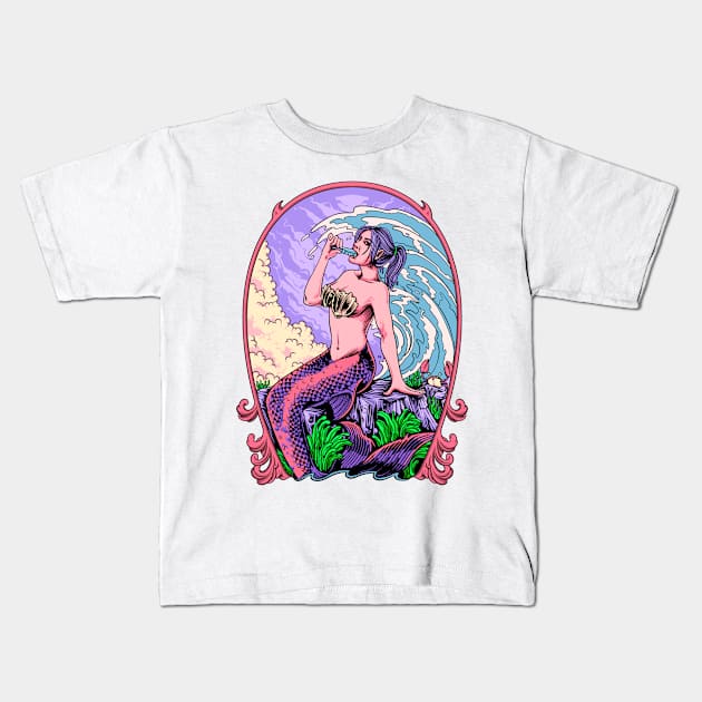 Mermaid Kids T-Shirt by phsycartwork